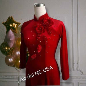 Vietnamese dress Ao Dai long dress nhung