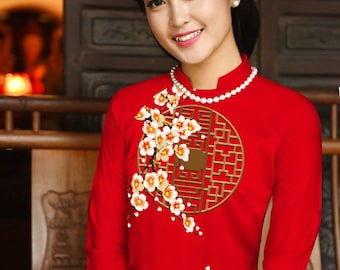 Vietnamese dress Ao Dai cach tan modern dress new style xl