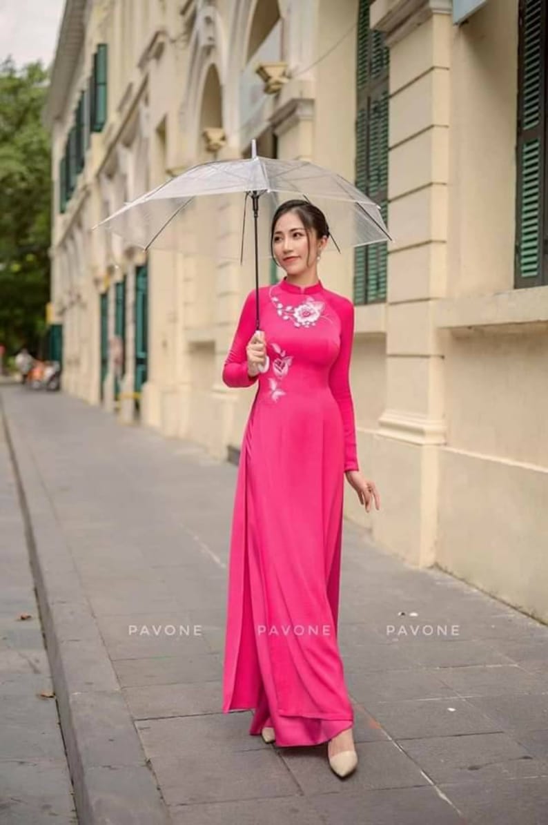 Vietnamese Dress Ao Dai Truyen Thong Embroid Design - Etsy