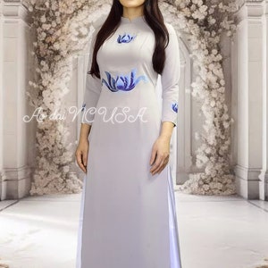 Vietnamese traditional dress women ao Dai size asian ao dai truyen thong embroidery