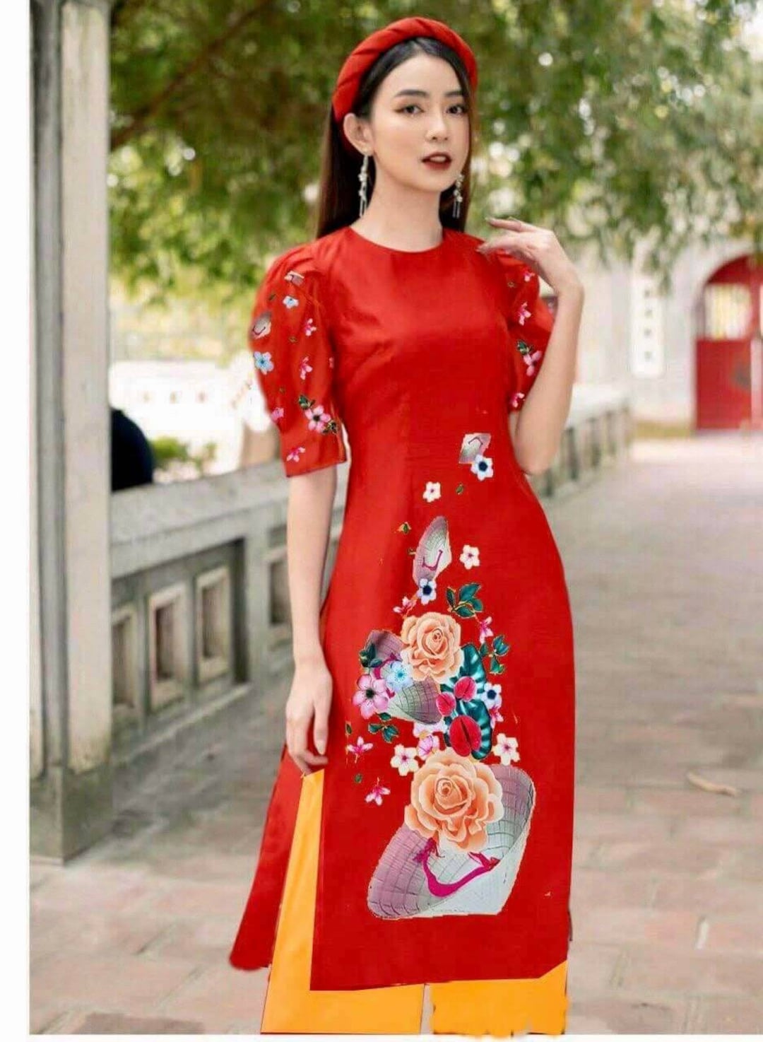 Vietnamese Dress Ao Dai Cach Tan Dress Design Modern Red Ao - Etsy