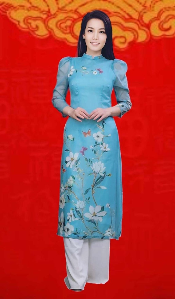 Vietnamese Dress Ao Dai Cach Tan Modern Dress New Style Hot Trend New 2024  