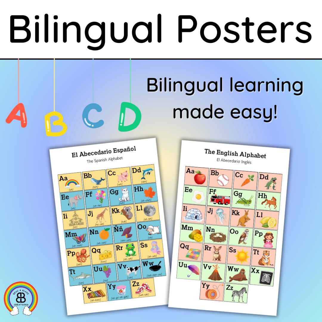 Learning Posters, Bilingual Posters, Spanish English Educational ...