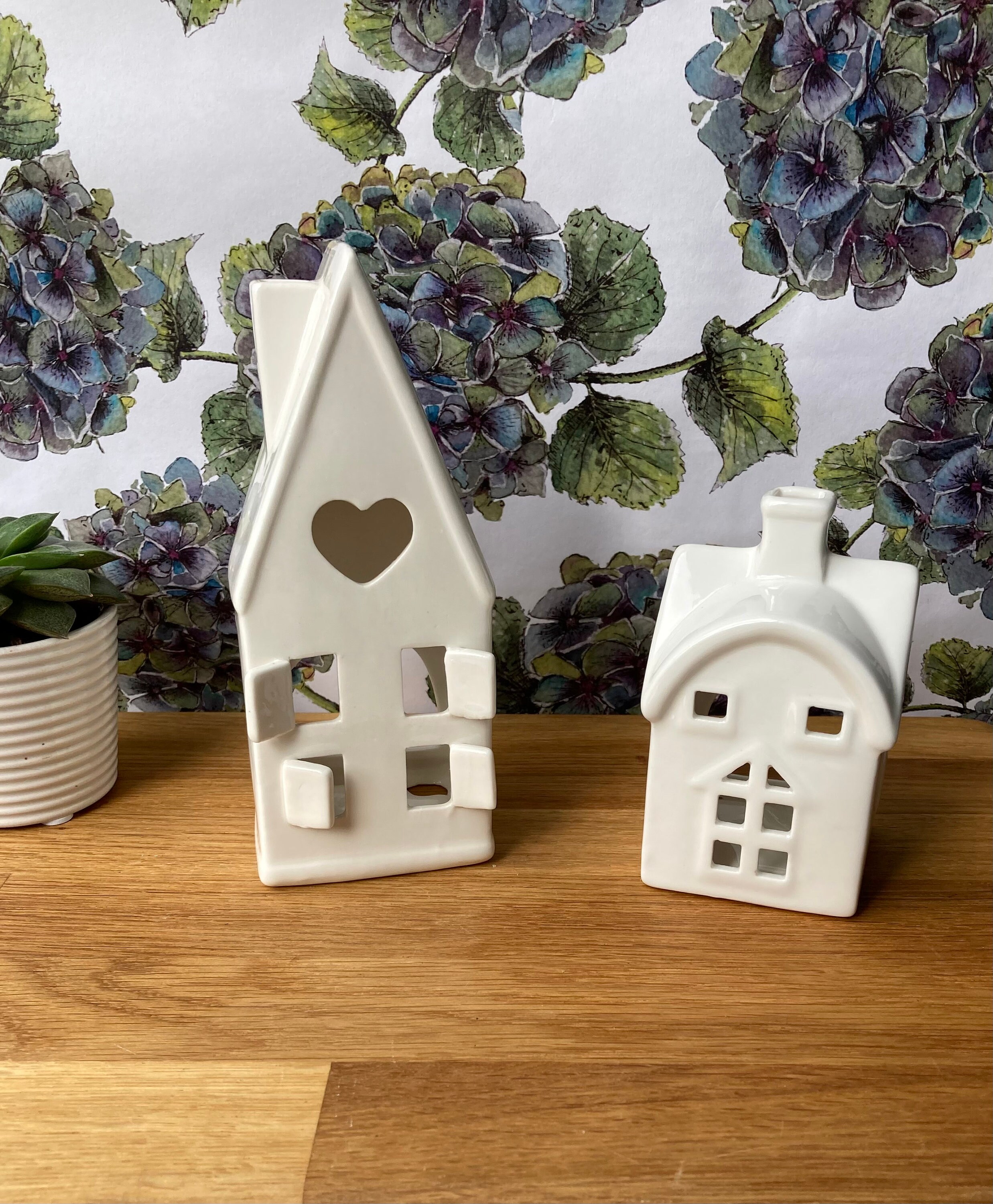 White Ceramic Tea Light House Etsy UK