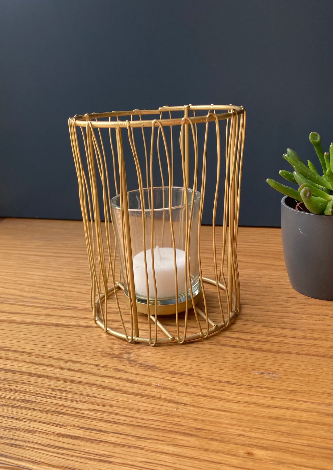 Gold Wire Tea Light Holder Etsy