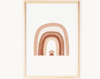 Neutral Boho Rainbow Print, Minimalist Nursery Decor (Digital Download)