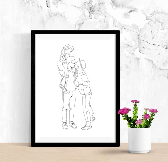 Custom Family Line Art Portrait, Minimalist Illustration (Digital File)