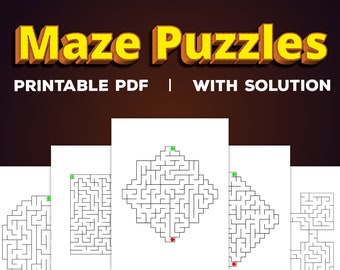 50 Quad Mazes W/ Solutions PDF Download Printable Mazes for Kids, Fun Learning Mazes, Activity Mazes, Fun Maze Worksheet, Instant Download