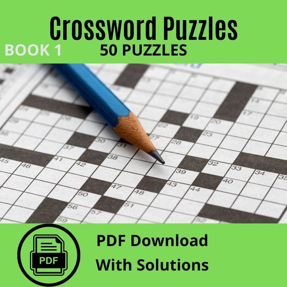 50 printable crossword puzzles book 1 back to school word etsy