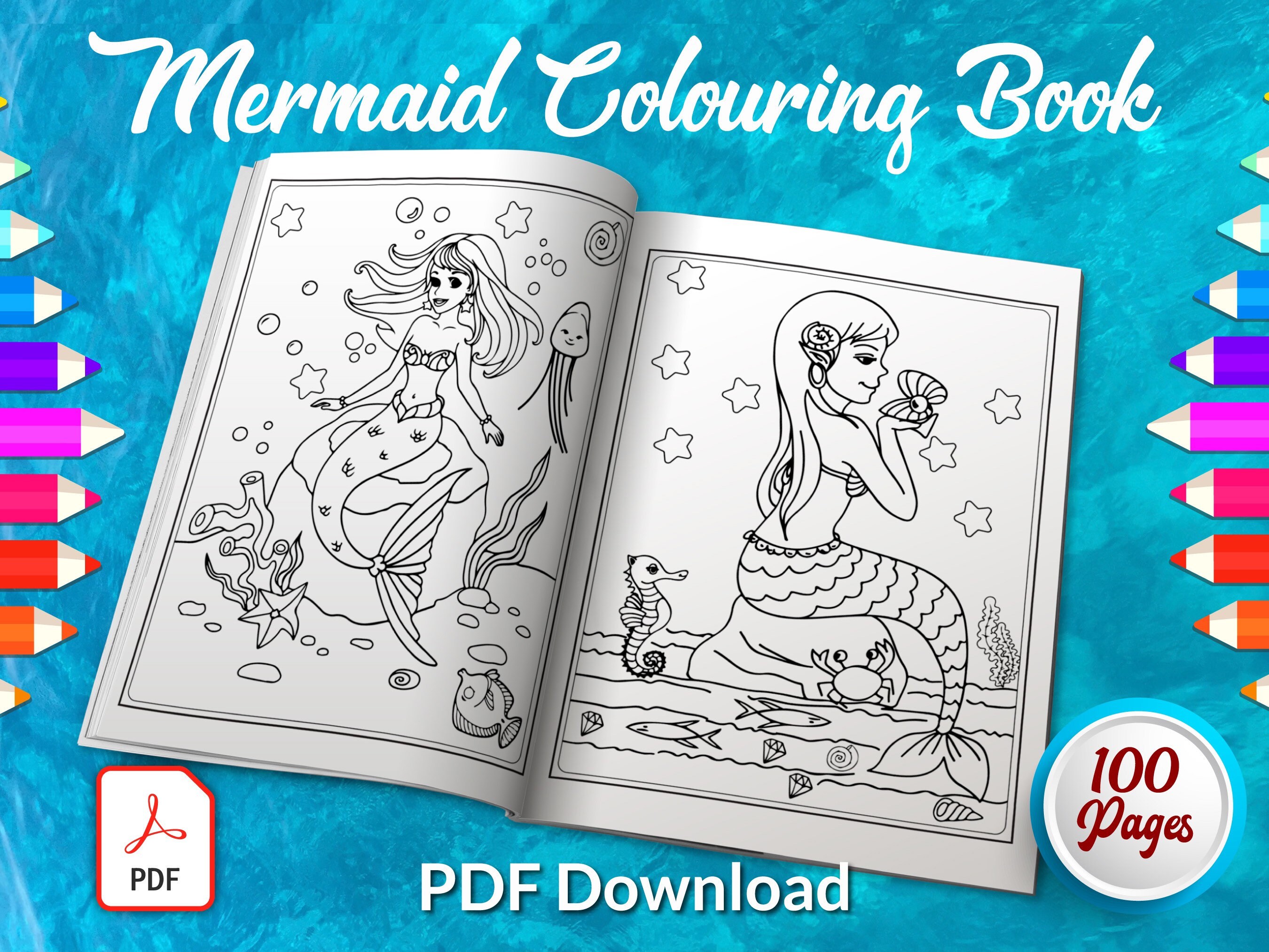 Mermaid Coloring Book: 100 Pages 