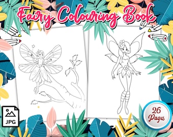 Fairy Colouring Book 26 Pages of Fun for Boys, Girls, Teens, Kids, Birthday Party Activity, Kids Birthday Party, Digital Download