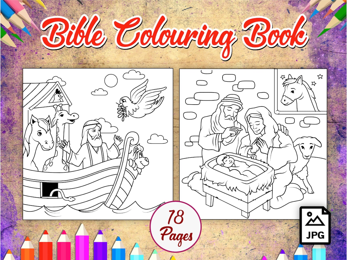 Bible Colouring Book 18 Pages of Fun | Etsy