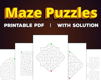 300 Mazes with Solutions. PDF Download Printable Mazes for Kids, Fun Learning Mazes, Activity Mazes, Fun Maze Worksheet, Instant Download