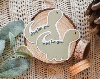 Jesus Loves You Dinosaur Sticker - Waterproof Matte Vinyl