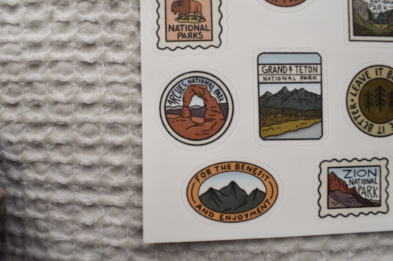 National Parks Sticker Sheet - Durable Waterproof Travel Decals for ...