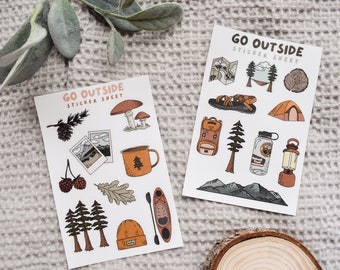 Camping Sticker Sheet Packs: Waterproof Vinyl Adventure Stickers