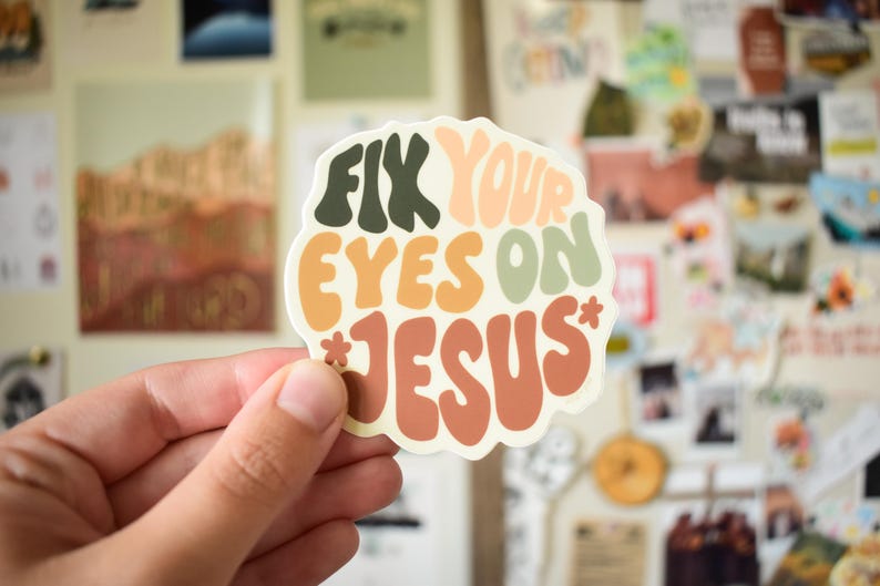 Fix Your Eyes on Jesus Sticker | Hebrews 12:2 Stickers | Bible Journaling Gift image 2