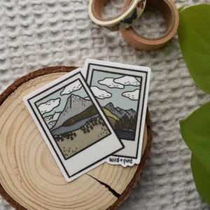 Pegatina Polaroid de naturaleza / Calcomanía de senderismo en parques nacionales para amantes de la naturaleza y del aire libre