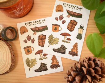 Cozy Camping Sticker Sheet | Hiking and Backpacking Decals