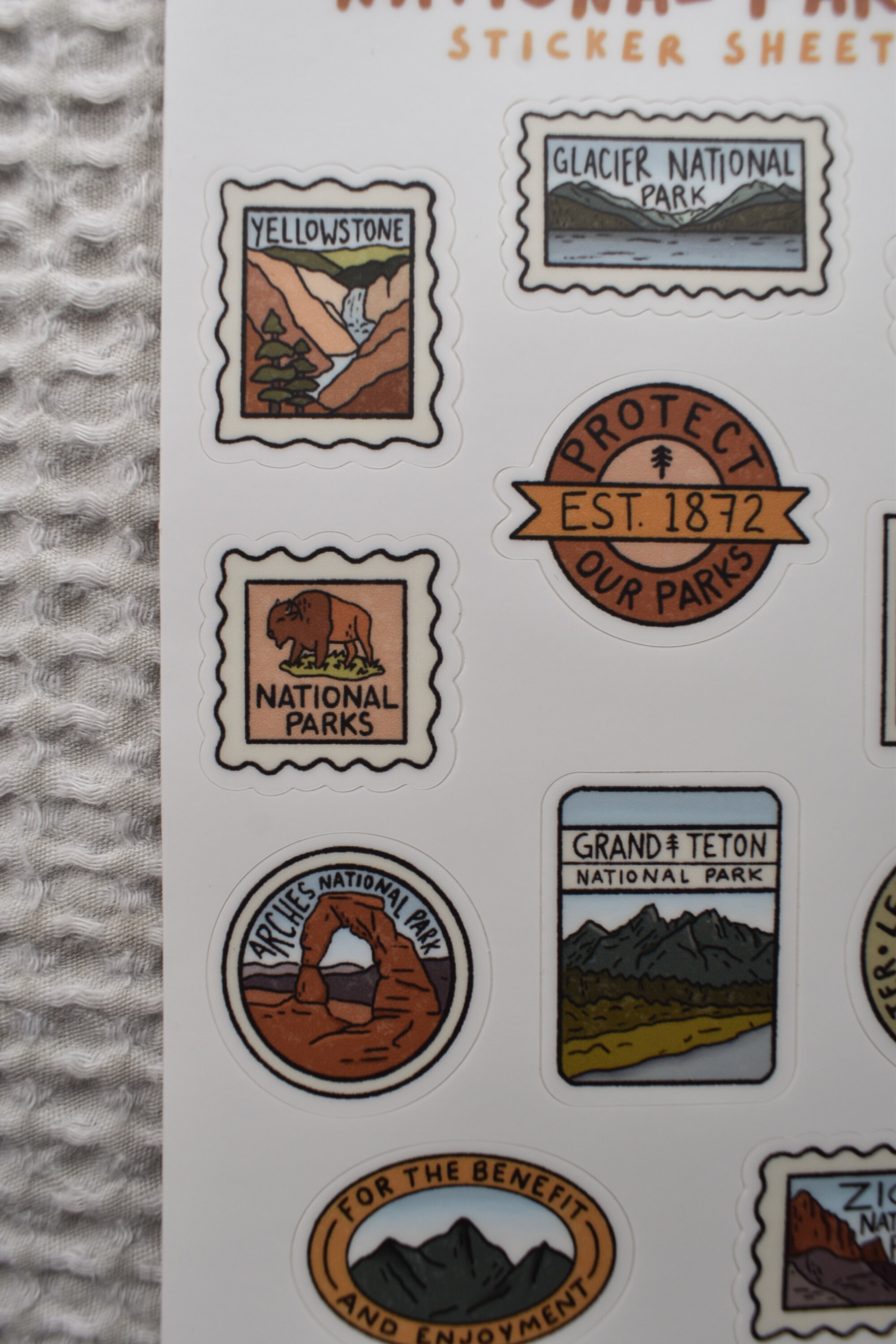 National Parks Sticker Sheet - Durable Waterproof Travel Decals for ...