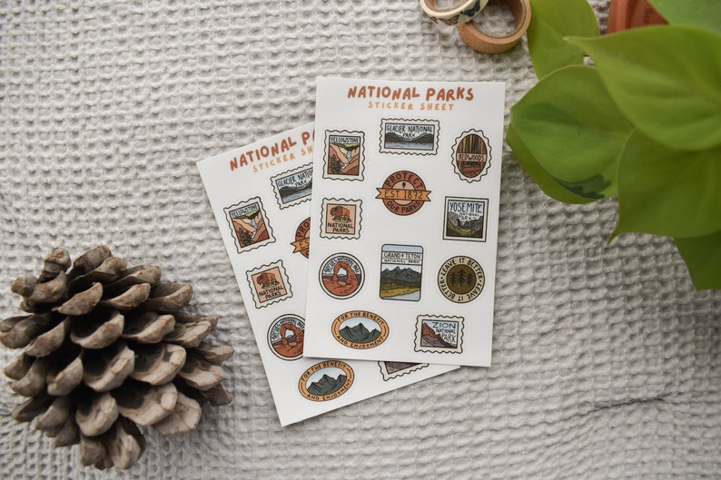 National Parks Sticker Sheet - Durable Waterproof Travel Decals for ...
