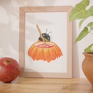 Bumblebee Poster Kitchen | Kitchen Decoration Watercolor Art Print Animal Poster Cooking Gift Pumpkin Soup Pumpkin Beekeeper Bee