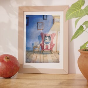 Poster Leseecke Kinderzimmer Geschenk Bücherwurm Lesen Buchliebe Aquarell Poster Hund Buchecke Deko Tierposter Buchposter Bibliothek