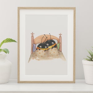 Poster Hummel Geschenk Freundin Jahrestag Aquarell Kunstdruck Liebe Tierposter Biene Kuscheln Imker