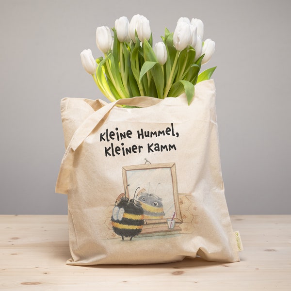 Jutebeutel Biene Bio "Haarsträubende Hummel" Umweltfreundlicher Jutebeutel mit Aquarelldruck Biene Jutetasche Jute Beutel Tasche