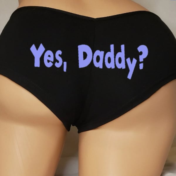 Yes Daddy Plus Size Boyshort, Black Cheeky Panties Women Underwear BDSM DDlg Custom Cheeky Briefs Woman BBW Naughty