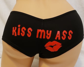 Kiss my ass grande taille chienne sexy drôle coquine salope culotte vêtements cul unique culte marié mariée fête d'anniversaire cadeau femmes sous-vêtements