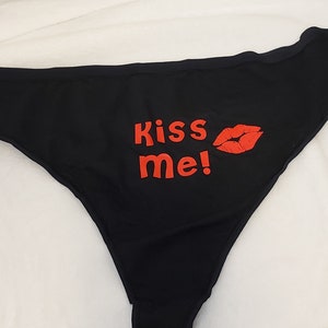 Kiss Me Cotton Black Thong Plus Size 5XL