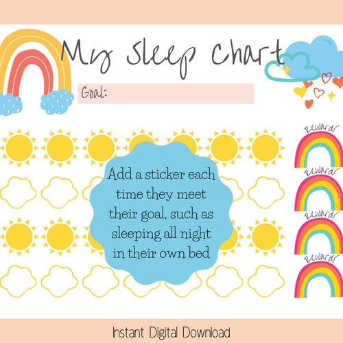 Printable Sleep Sticker Chart Rainbow Reward Chart for - Etsy