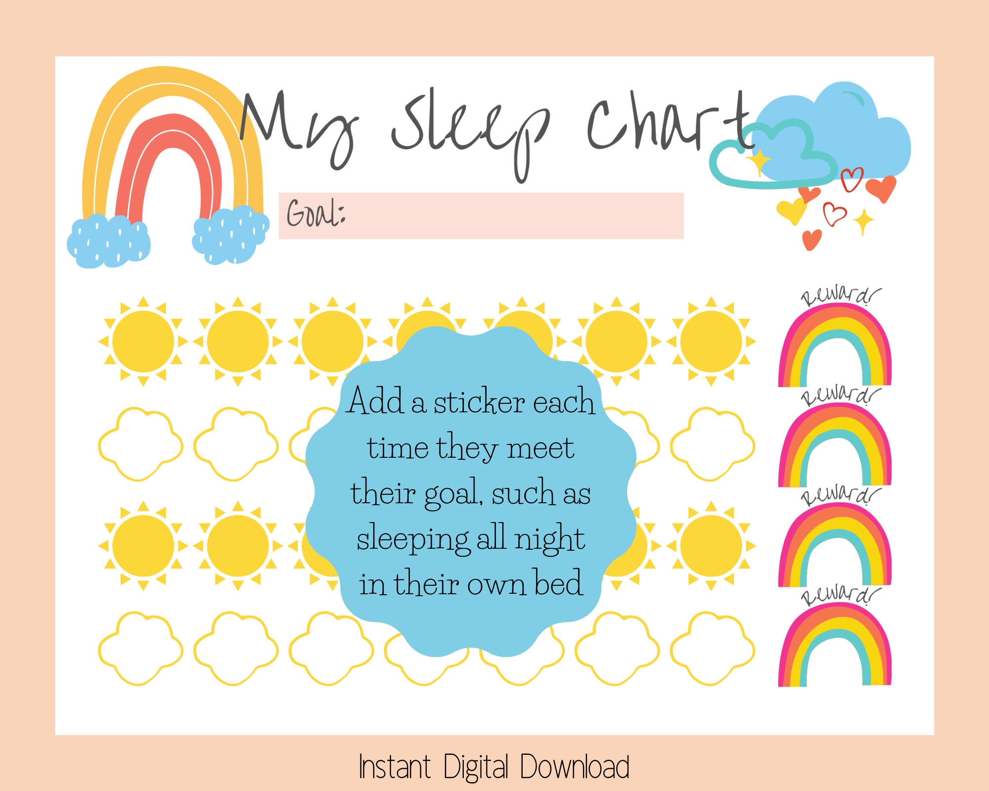 printable-sleep-sticker-chart-rainbow-reward-chart-for-toddlers-and-preschoolers-to-sleep-in-their-own-bed-nap-chart-bedtime-chart-etsy for Free Printable Bedtime Sticker Chart Printable Sleep Sticker Chart, Rainbow Reward Chart for Toddlers and Preschoolers to Sleep in Their Own Bed, Nap Chart, Bedtime Chart - Etsy for Free Printable Bedtime Sticker Chart