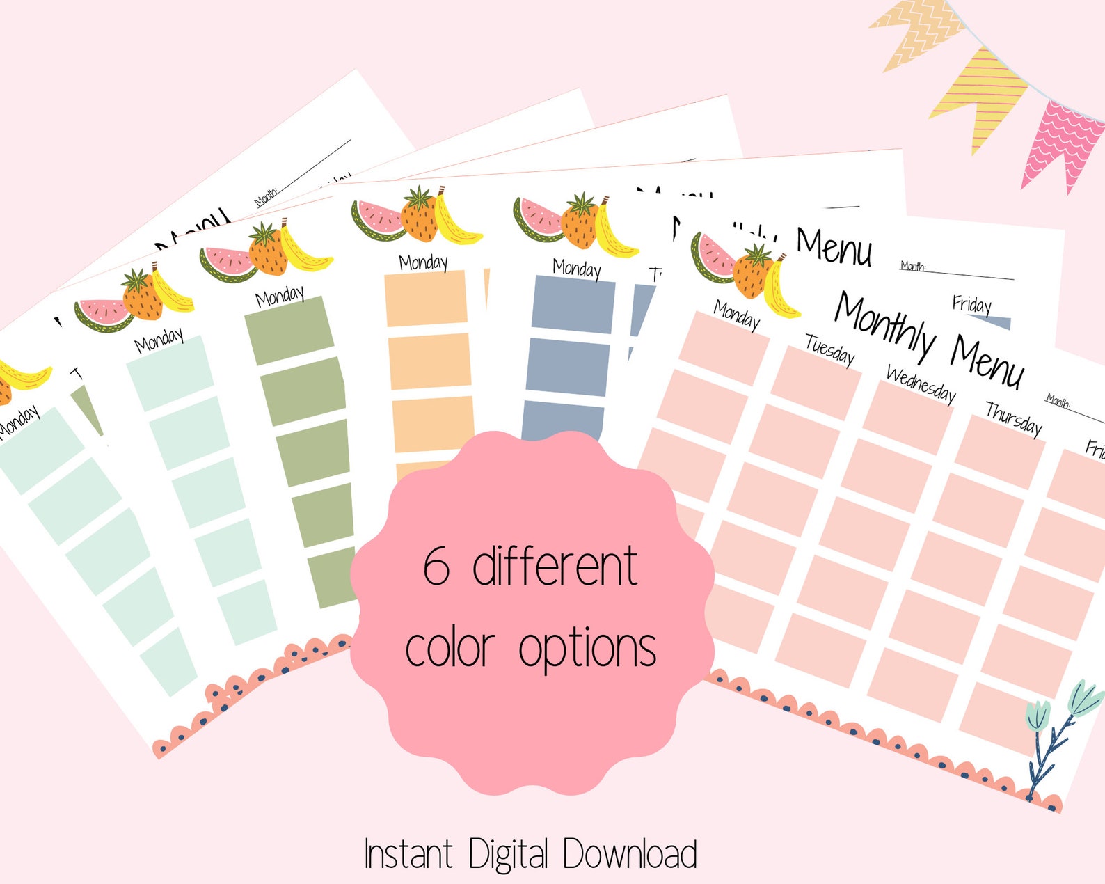 School Lunch Menu Printable, Weekly Lunch Menu Template, Monthly Lunch ...
