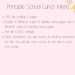 School Lunch Menu Printable, Weekly Lunch Menu Template, Monthly Lunch ...