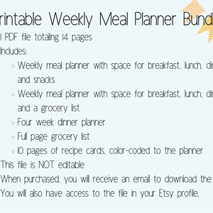 Rainbow Meal Plan Bundle Printable, Meal Prep, Menu Planner, Breakfast ...