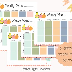 Printable Menu Bundle, Daycare/preschool Menu, Weekly Lunch Menu ...