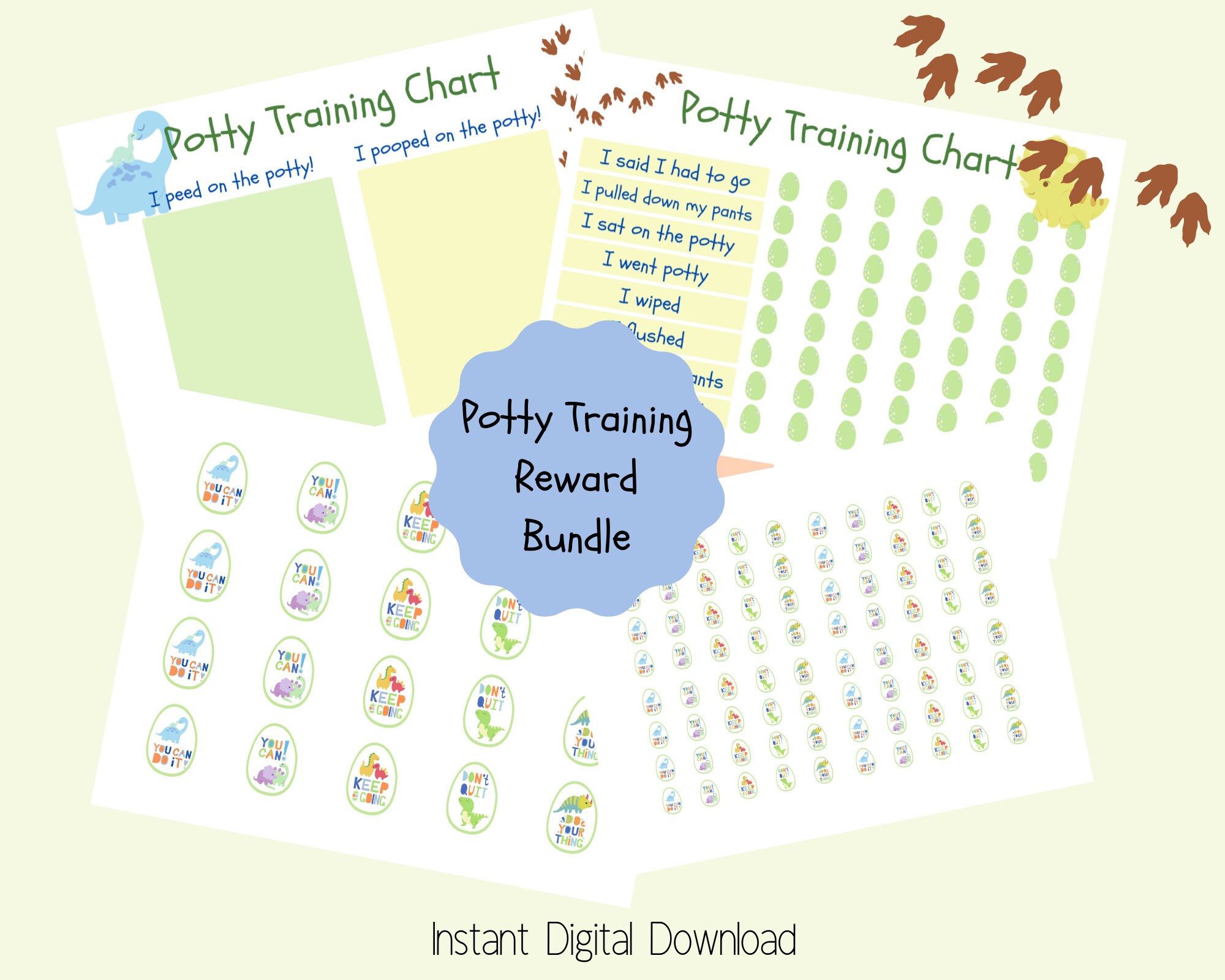 Dinosaur Sticker Chart Bundle Printable Reward Chart Chore Etsy