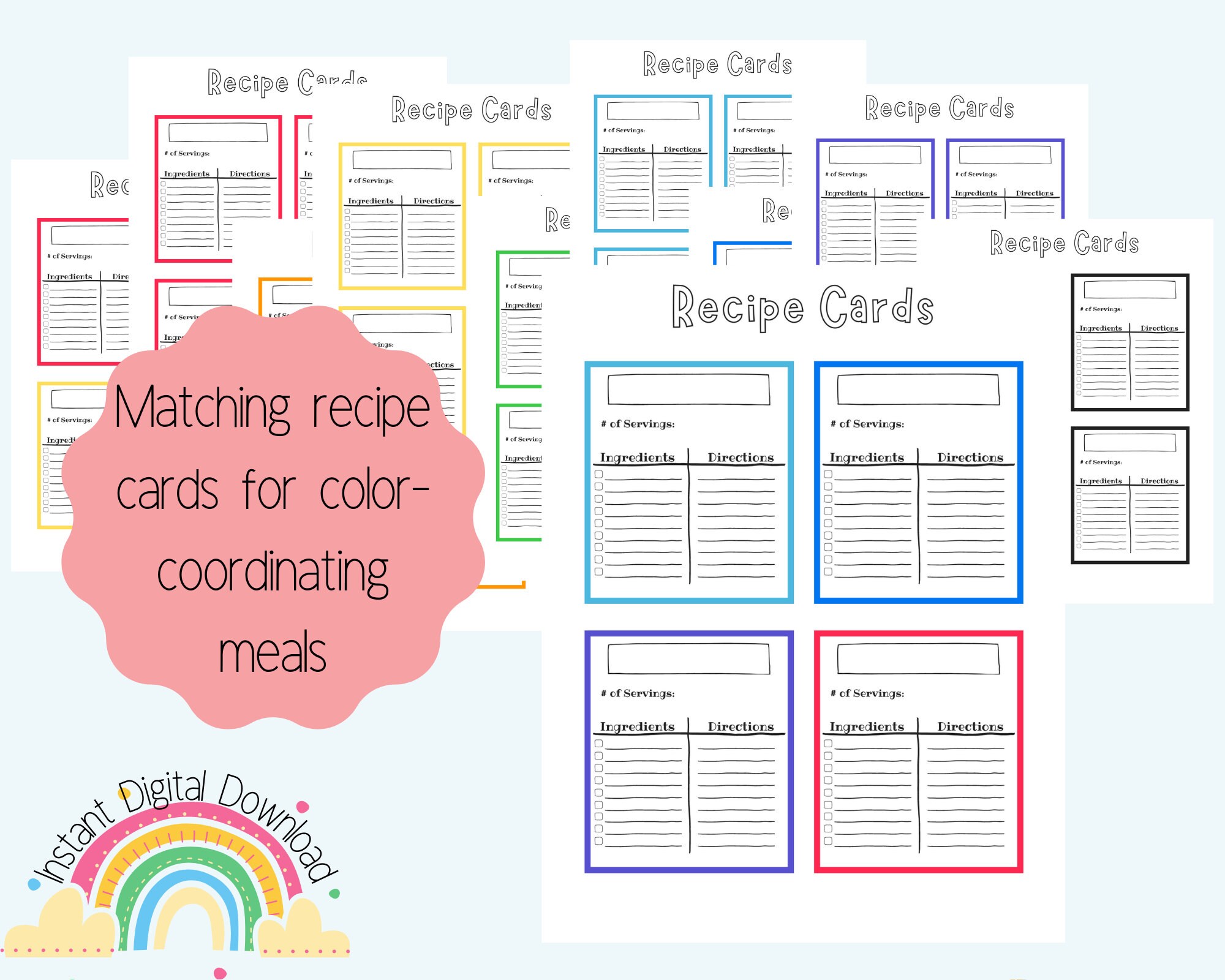 Rainbow Meal Plan Bundle Printable, Meal Prep, Menu Planner, Breakfast ...