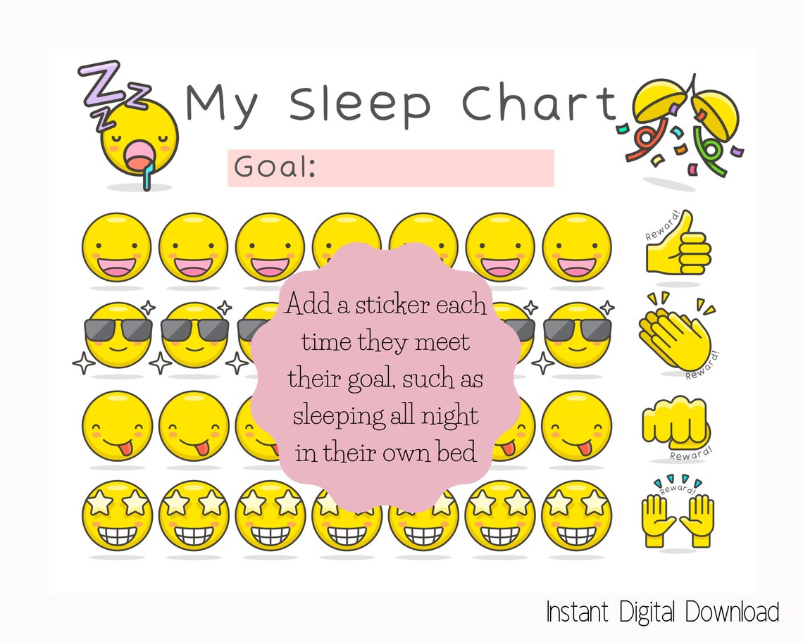 Printable Sleep Sticker Chart Emoticons Reward Chart for - Etsy