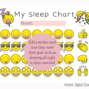 Printable Sleep Sticker Chart Emoticons Reward Chart for - Etsy