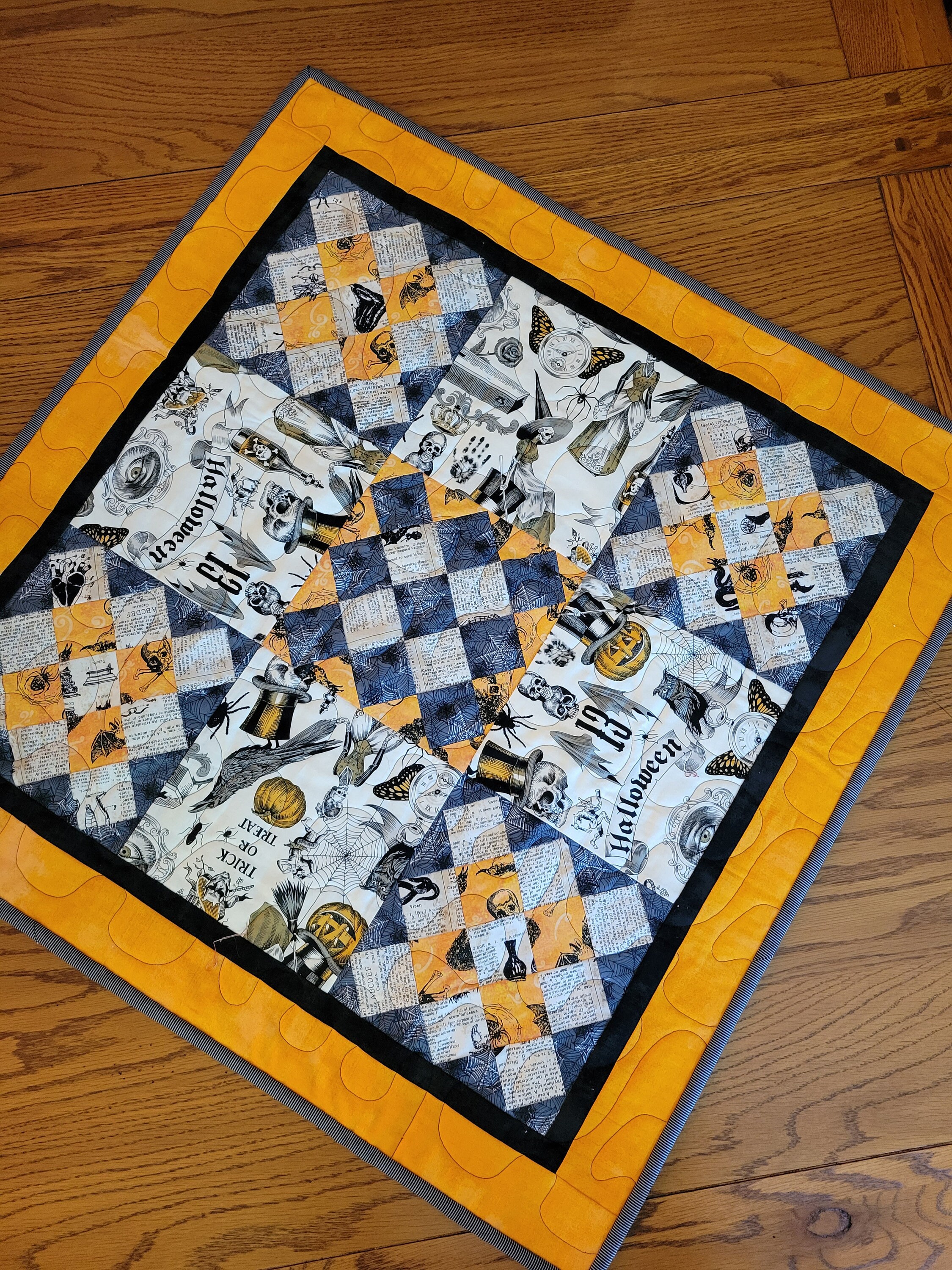 Handmade Square Halloween Table Topper, Ready to Ship, Quilted Topper ...