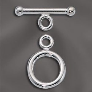 SOLID Sterling Silver 12mm Round Toggle Clasp - singles or pack of 5