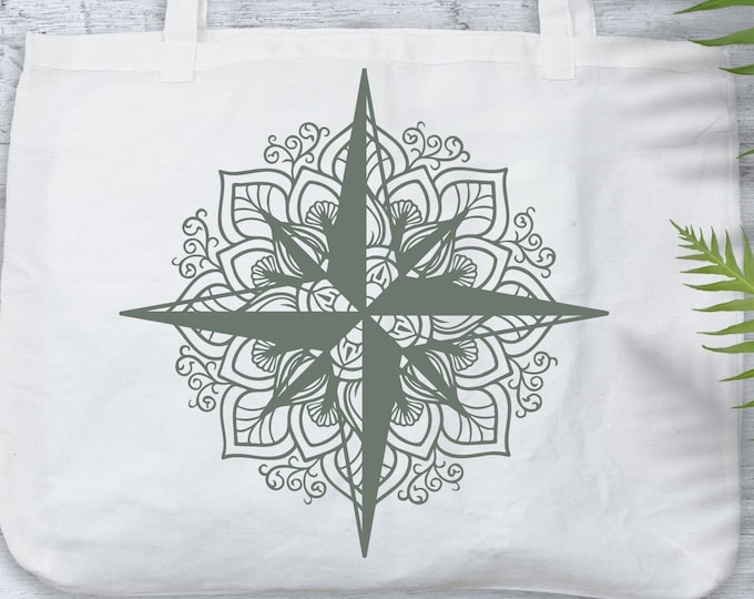 Compass Rose Mandala SVG Nautical Wall Art Mandala Boho Birthday Party Zentangle Compass Gift For Sailor PNG Mermaid Wall Art Bohemian Decor
