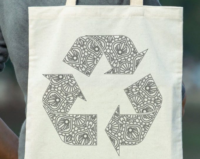 Mandala Recycle Symbol SVG, Zentangle Recycle Symbol, Earth Day SVG, Recycle, Reuse, Don't Litter Laser Engraving Cut File