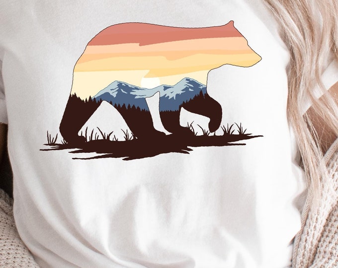 Mountain Wall Art Black Bear Shirt Design Sublimation PNG Mountain Gifts Bear Sublimation Design Printable Gift For Hikers Mountain Decor
