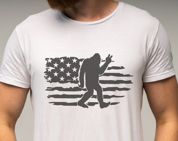 Sasquatch Flag Gift For Bigfoot Decor American Flag PNG Bigfoot SVG Shirt Sublimation Sasquatch Printable Gift For Dad Bigfoot POD Designs