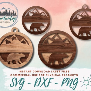 クマのレーザーカット ファイル、クリスマスの飾り SVG レーザーカット ファイル、イヤリングのレーザーカット ファイル、結婚飾り、3D レーザーカット ファイル