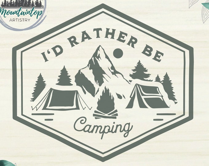 Camping Shirt PNG Camping Hat Badge SVG Camping Sublimation Designs Mountain Gifts For Campers Decor Camping POD Designs Outdoorsy Wall Art
